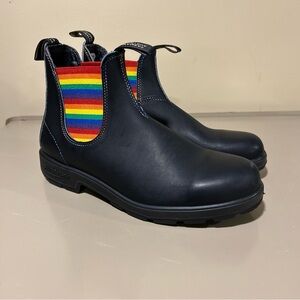 Blundstone Black Boots with Rainbow Accents
